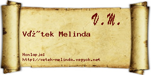 Vétek Melinda névjegykártya