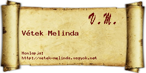 Vétek Melinda névjegykártya